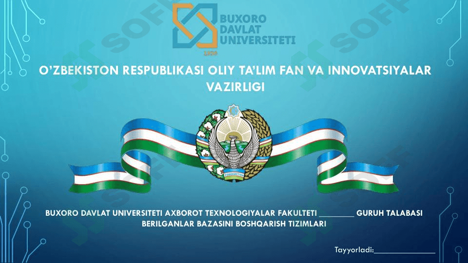 MS Access da ma’lumotlar omborini tashkil etish