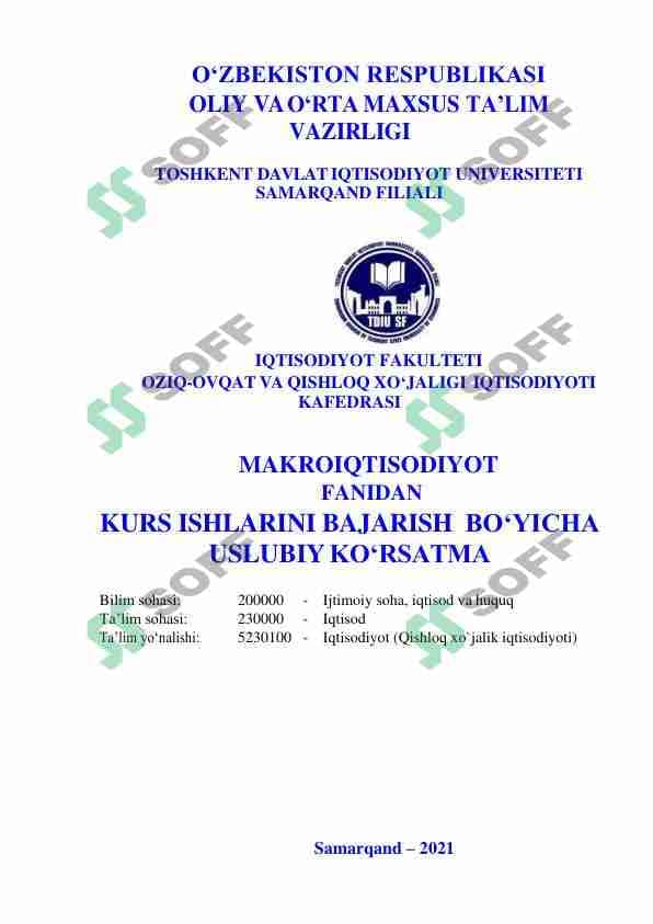 Kurs ishi yozish uchun uslubiy qo'llanma