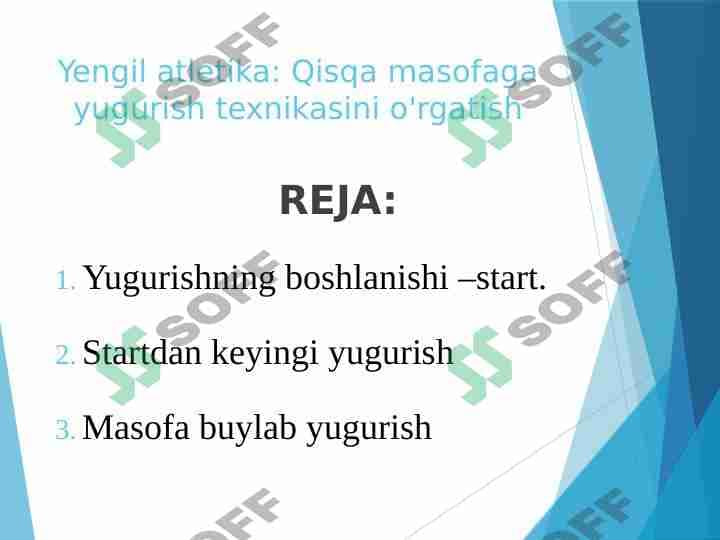 Yengil atletika: Qisqa masofaga yugurish texnikasini o'rgatish
