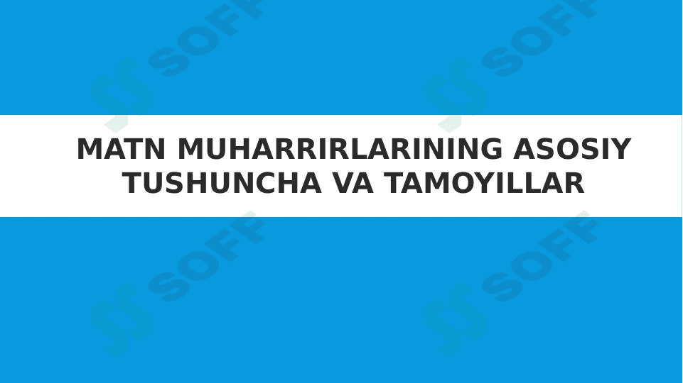 Matn muharrirlarining asosiy tushuncha va tamoyillar