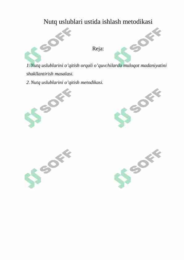 Nutq uslublari ustida ishlash metodikasi