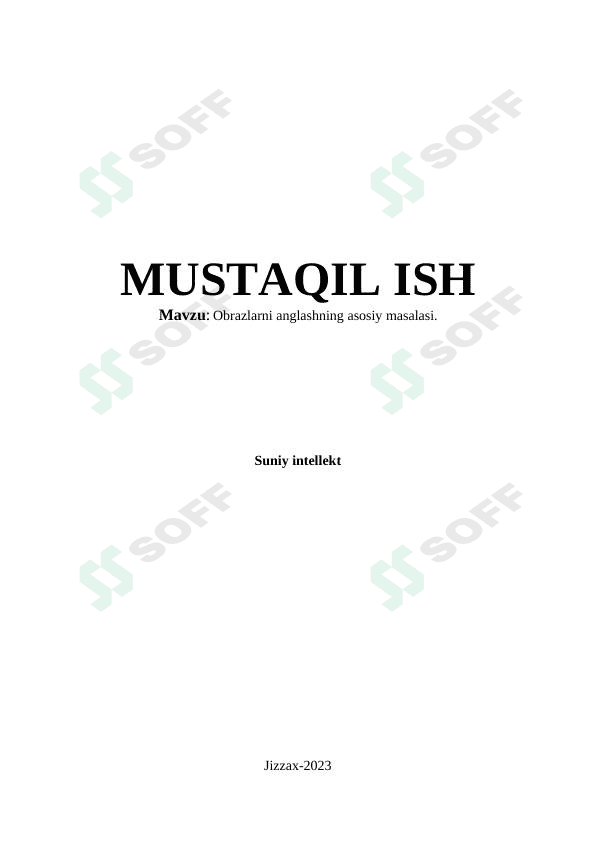 Obrazlarni anglashing asosiy masalasi