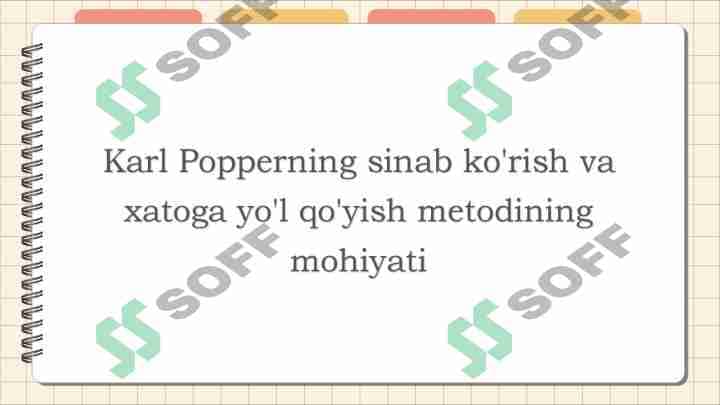 Karl Popperning sinab ko'rish va xatoga yo'l qo'yish metodining mohiyati
