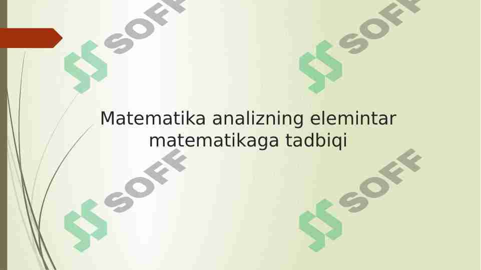 Matematika analizning elemintar matematikaga tadbiqi