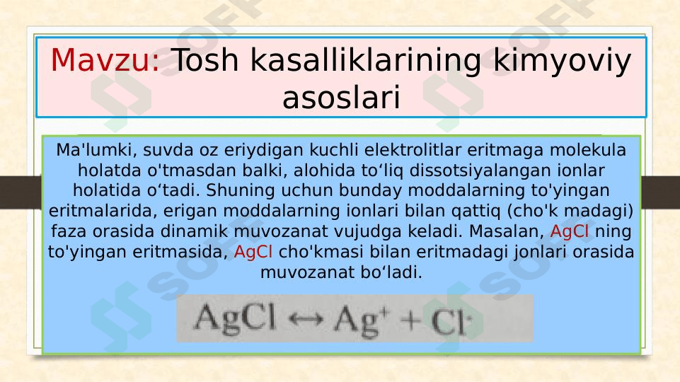 Tosh kasalliklarining kimyoviy asoslari