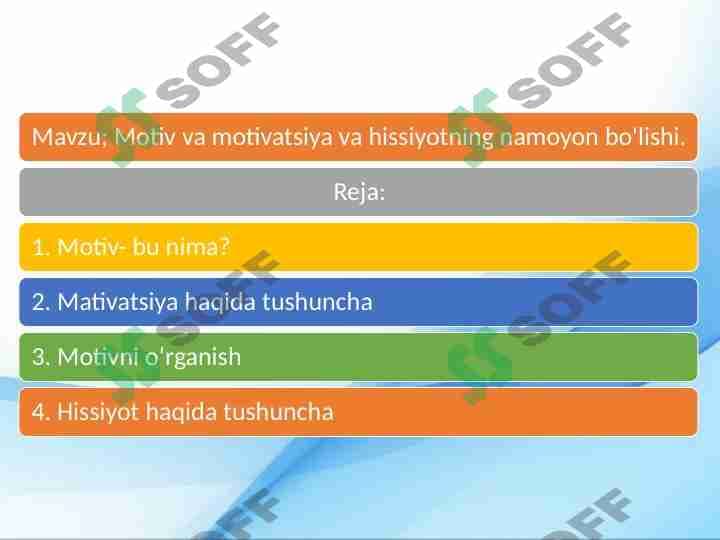 Motiv va motivatsiya va hissiyotning namoyon bo'lishi
