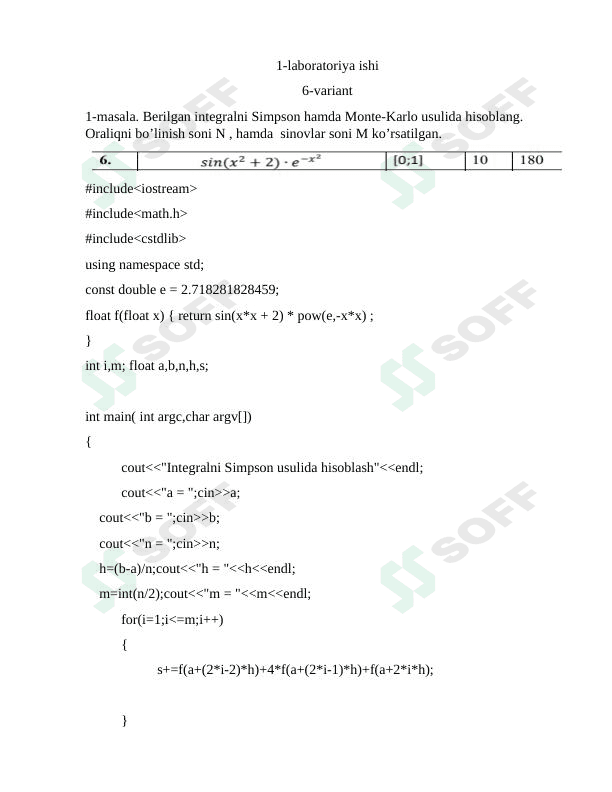 Algoritmlarni loyihalash, 6-variant