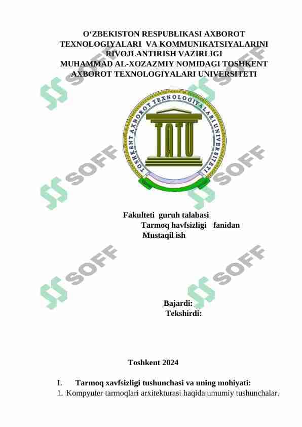 tarmoq xavfsizligini ta'minlash bo'yicha choralar