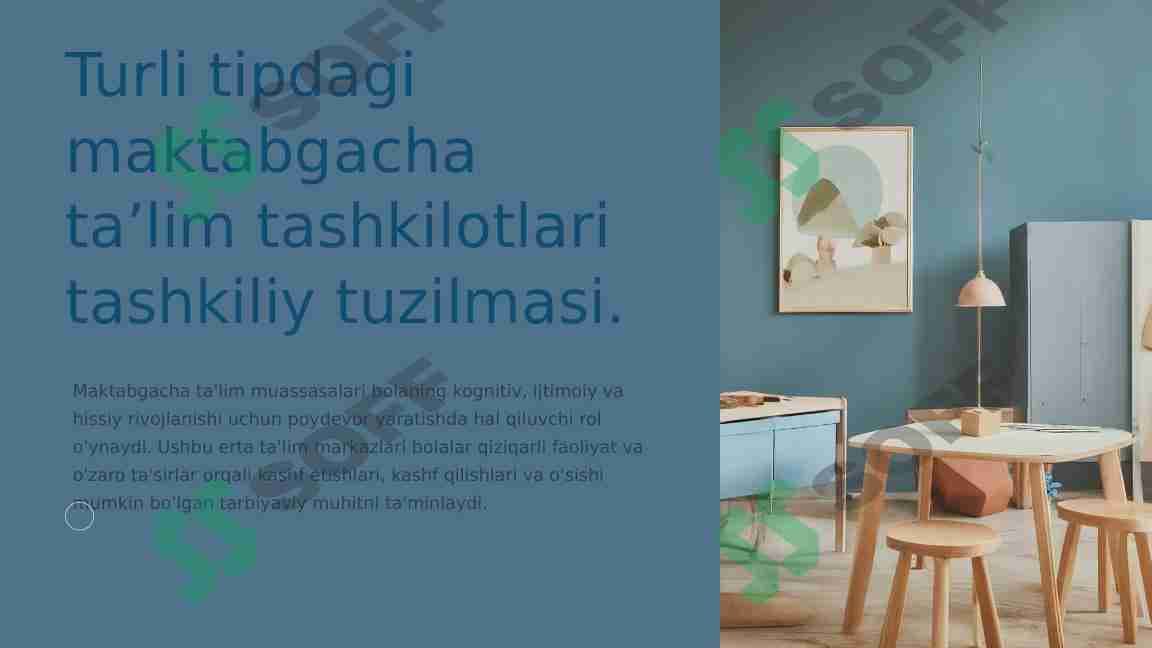 Turli tipdagi  maktabgacha ta’lim tashkilotlari tashkiliy tuzilmasi.