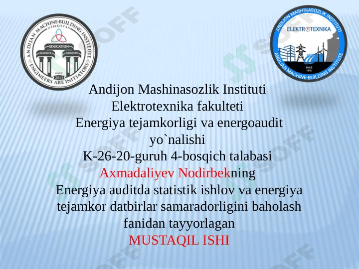 Sanoat korxonalari elektr taminot tizimida energetik audit