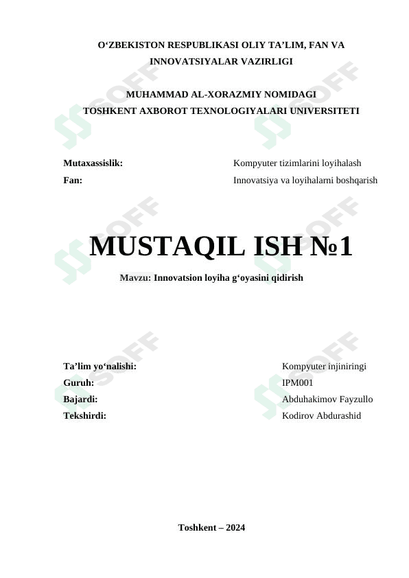 Innovatsion loyiha g‘oyasini qidirish