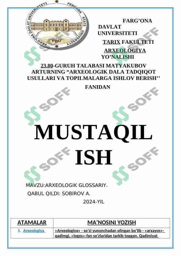 ARXEOLOGIK GLOSSARIY