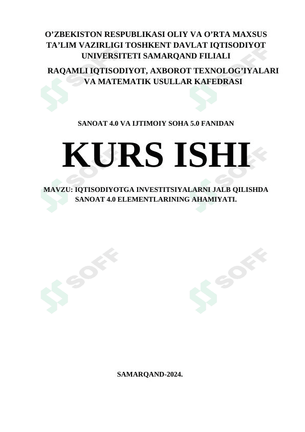 Iqtisodiyotga investitsiyalarni jalb etish