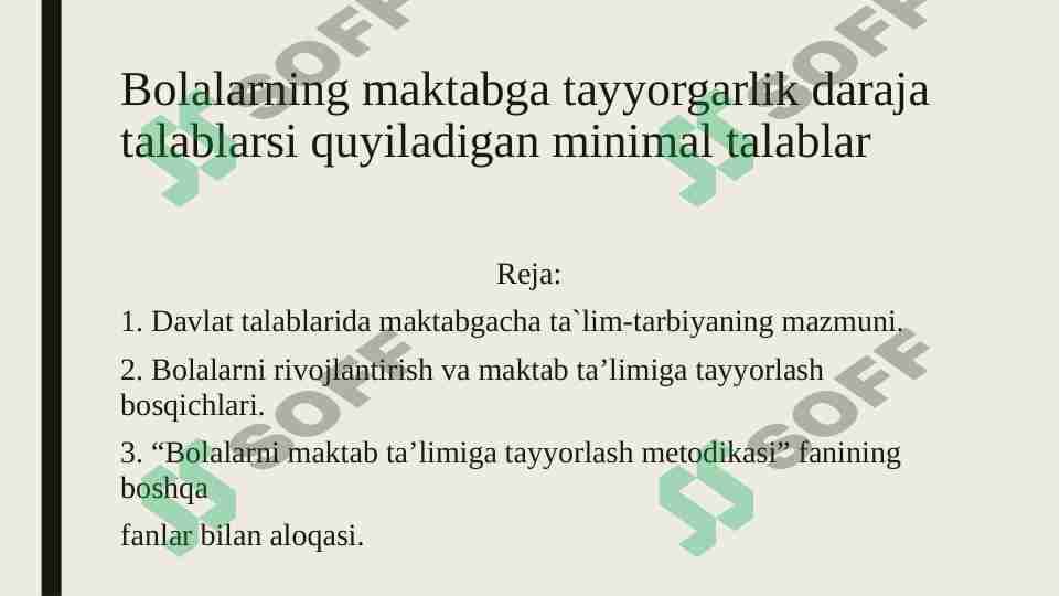 Bolalarning maktabga tayyorgarlik daraja talablarsi quyiladigan minimal talablar
