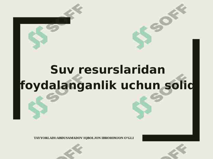 Suv resurslaridan foydalanganlik uchun soliq