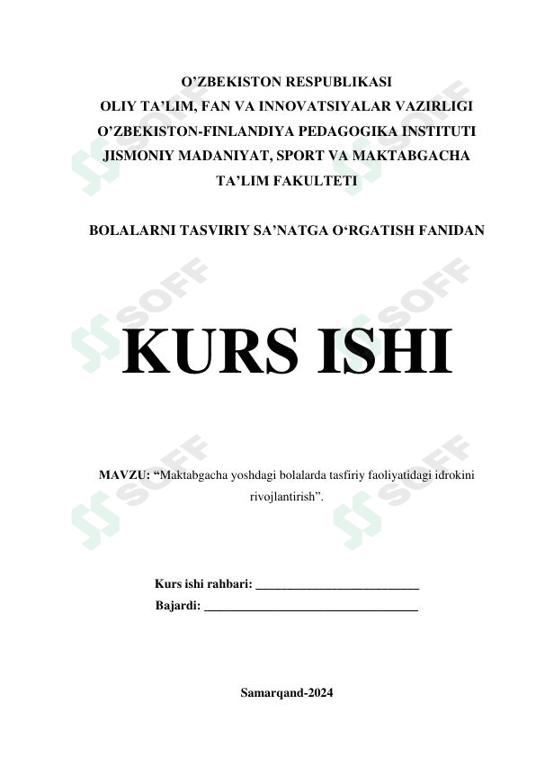 Maktabgacha yoshdagi bolalarda tasfiriy faoliyatidagi idrokini rivojlantirish