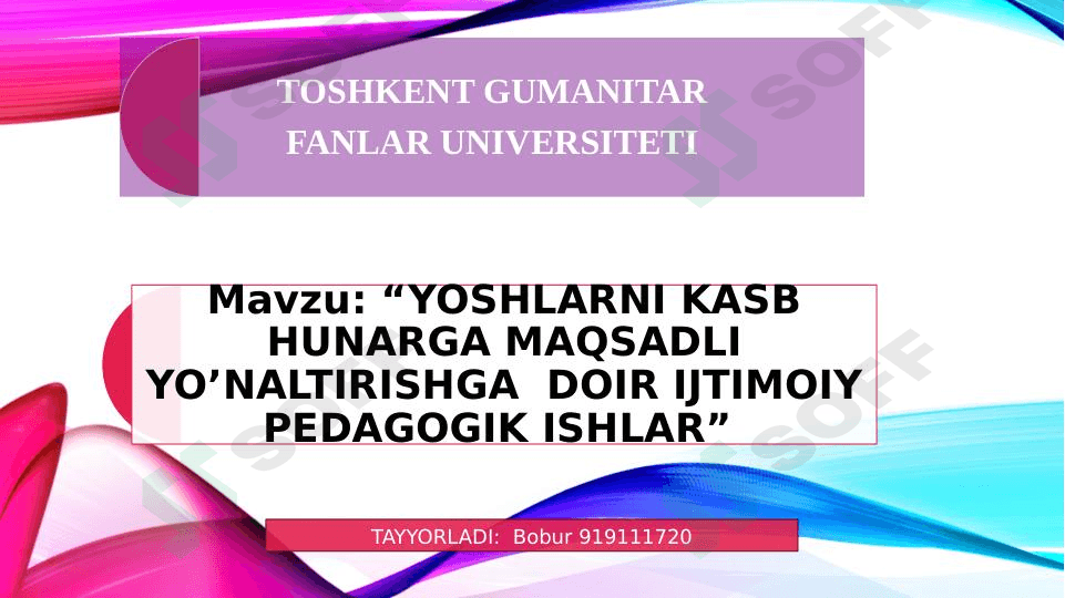YOSHLARNI KASB HUNARGA MAQSADLI YO’NALTIRISHGA  DOIR IJTIMOIY PEDAGOGIK ISHLAR