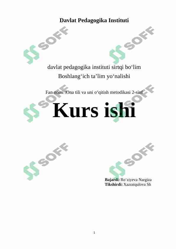 Ona tili va uni oʻqitish metodikasi 2-sinf