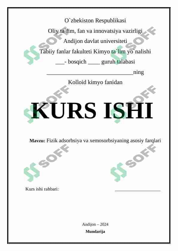 Fizik adsorbsiya va xemosorbsiyaning asosiy farqlari