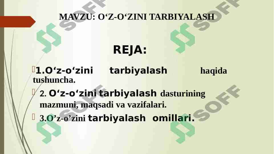 O‘Z-O‘ZINI TARBIYALASH