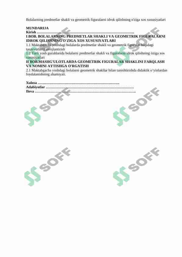 BOLALARNING PREDMETLAR SHAKLI VA GEOMETRIK FIGURALARNI IDROK QILISHNING O'ZIGA XOS XUSUSIYATLARI