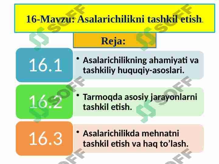 ASALARICHILIKNI TASHKIL ETISH