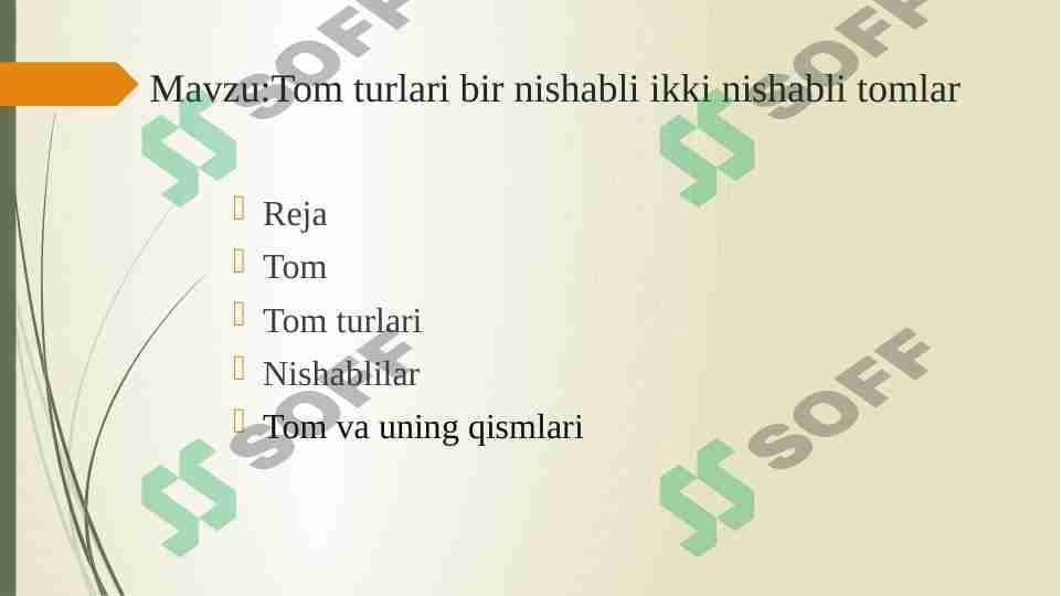 Tom turlari bir nishabli ikki nishabli tomlar