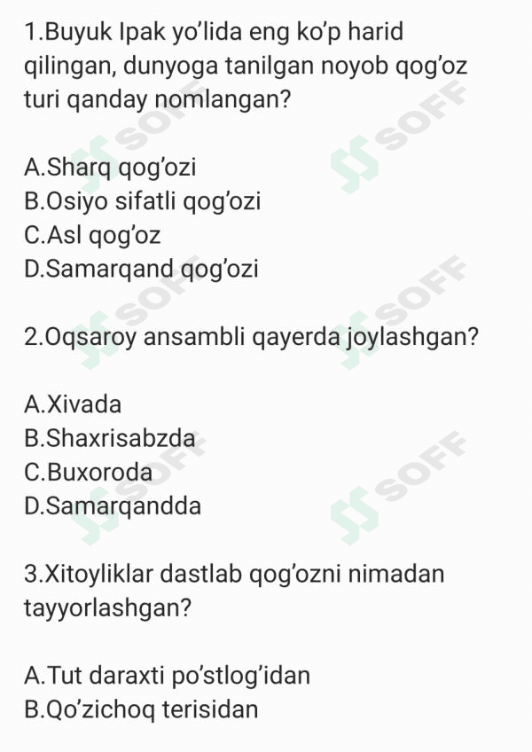 Tarixdan test