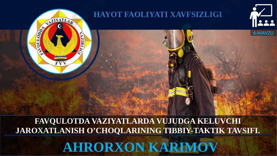 FAVQULOTDA VAZIYATLARDA VUJUDGA KELUVCHI JAROXARINING TIBBIY-TAKTIK TAVSIFI.TLANISH O’CHOQLA