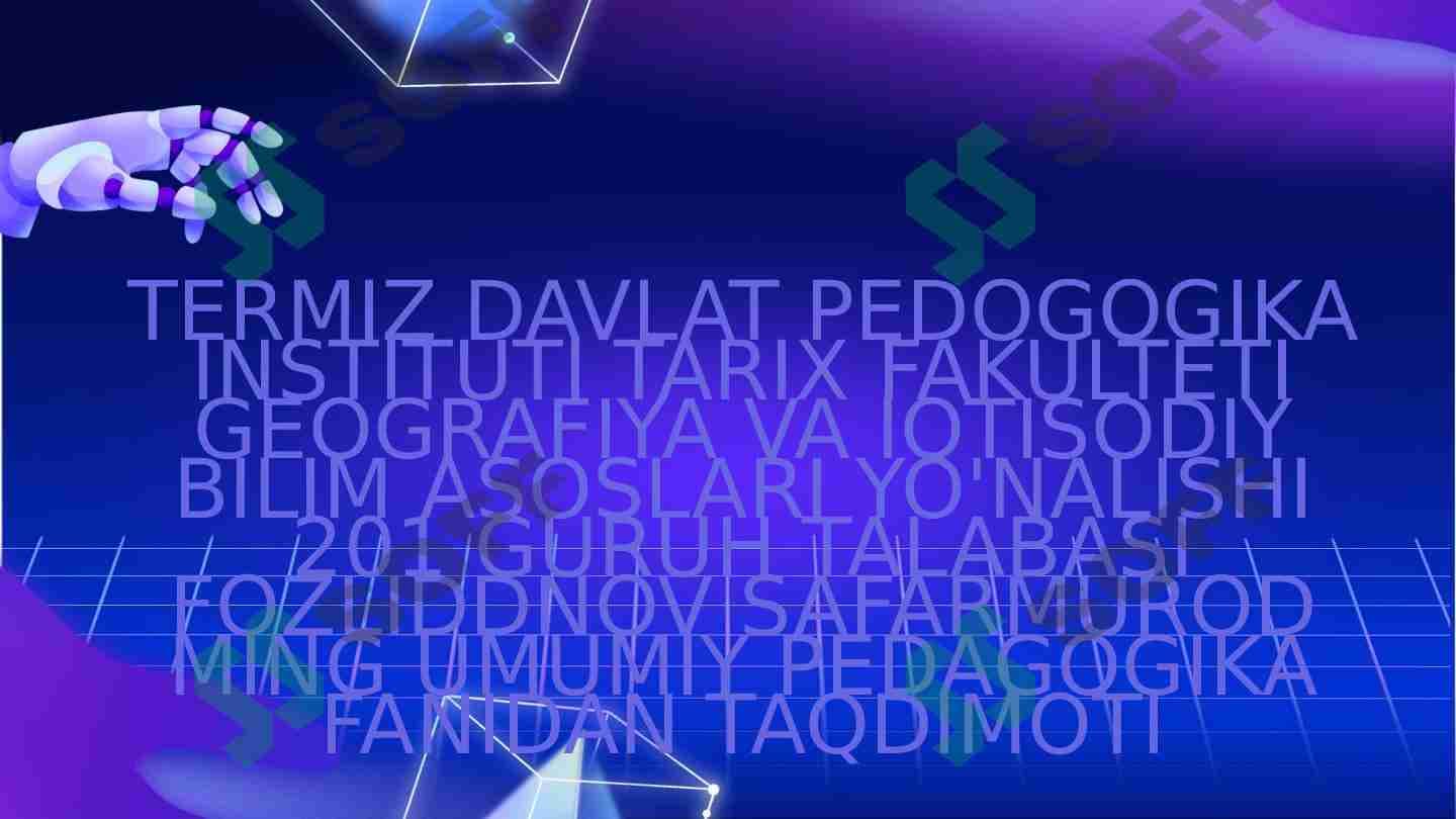 PEDAGOGIK TADQIQOTLAR FARAZINI BELGILASH