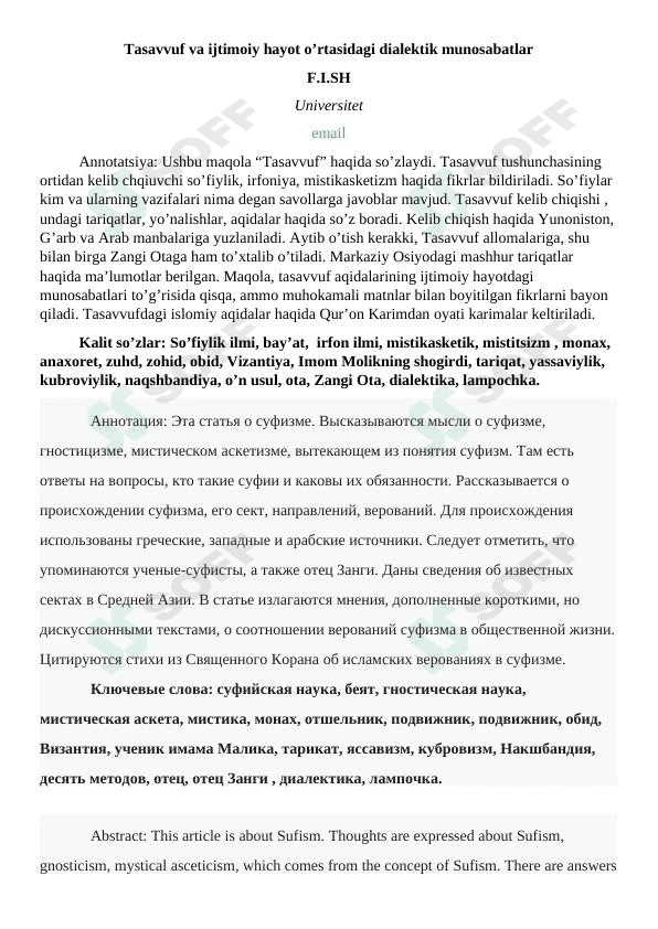 Tasavvuf
