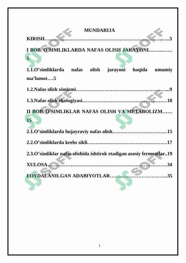 nafas olishda fermentlar ishtiroki