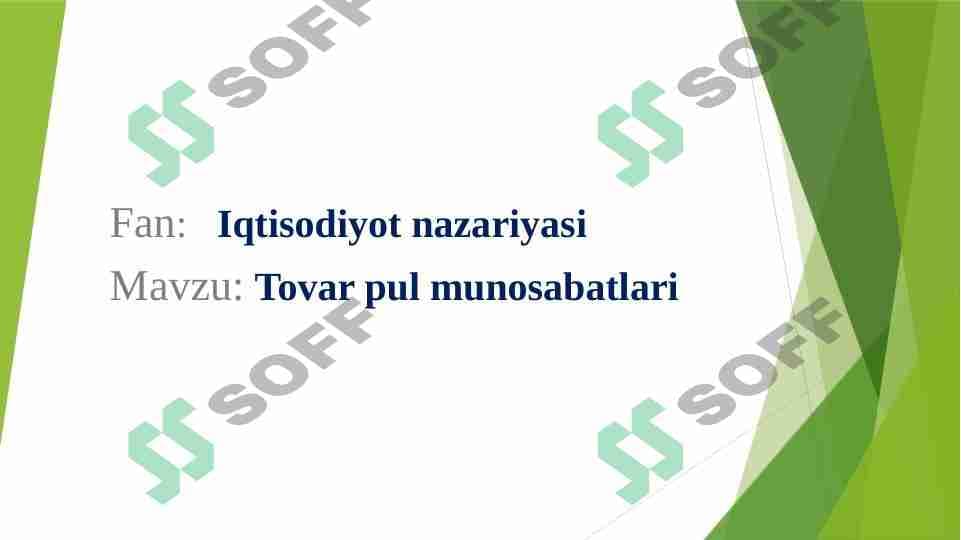 Tovar pul munosabatlari