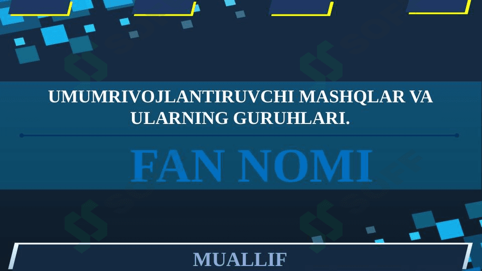 Umumrivojlantiruvchi mashqlar va ularning guruhlari