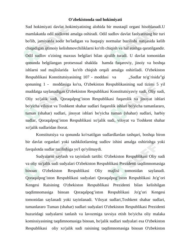 O'zbekistonda sud hokimiyati