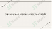 optimallashtirish usullari