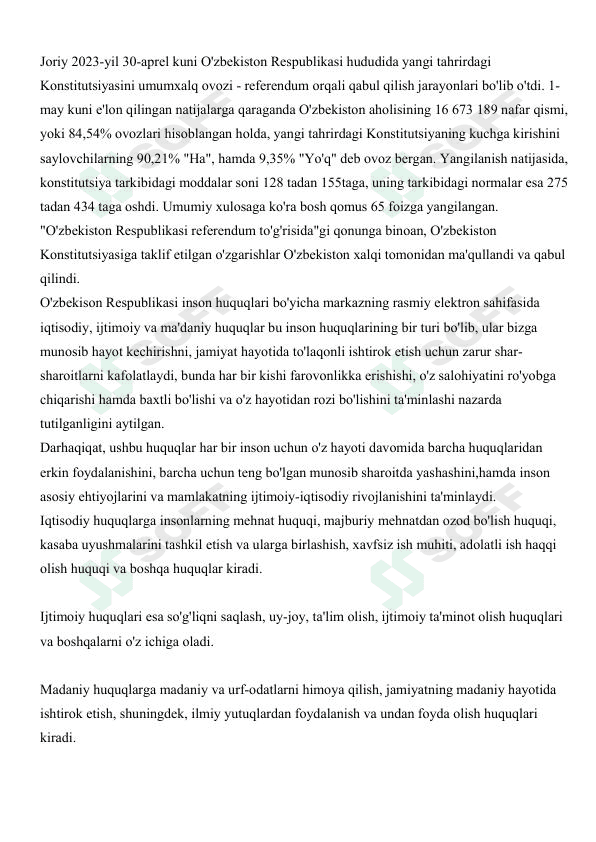 yangi tahrirdagi Konstitutsiya