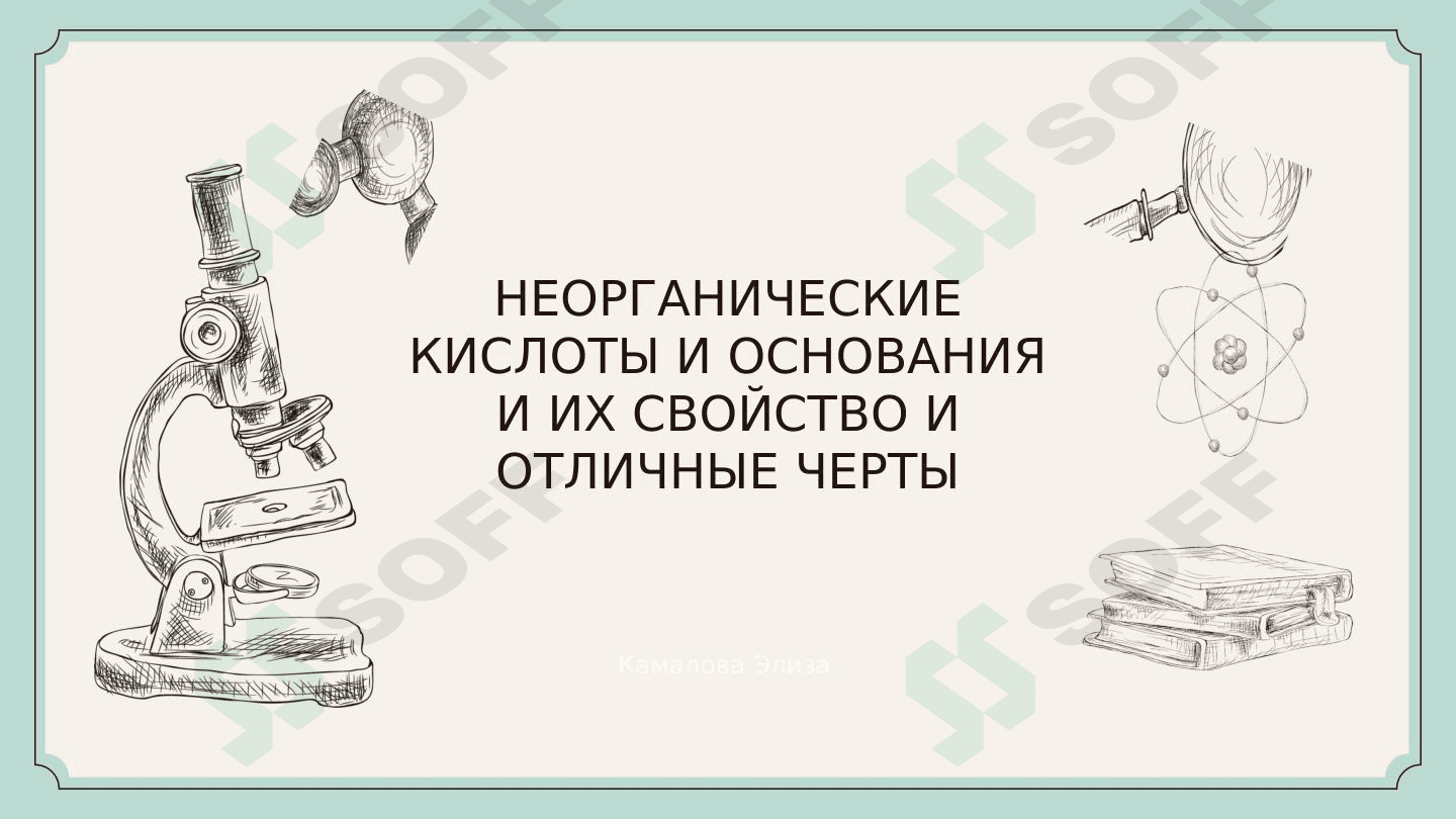 НЕОРГАНИЧЕСКИЕ КИСЛОТЫ И ОСНОВАНИЯ И ИХ СВОЙСТВО И ОТЛИЧНЫЕ ЧЕРТЫ