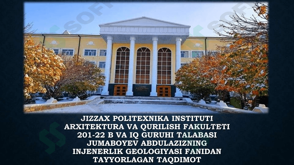 TOG‘ JINSLARI MASSIVINING DARZLIGI VA ULARNING TASNIFI. GRUNTLAR TARKIBIDAGI SUV TURLARI