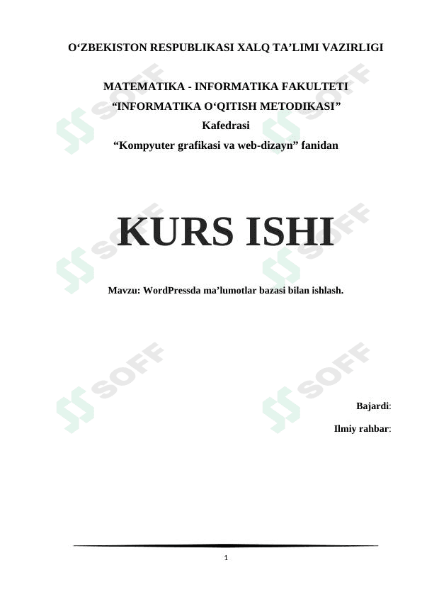 WordPressda ma'lumotlar bazasi bilan ishlash