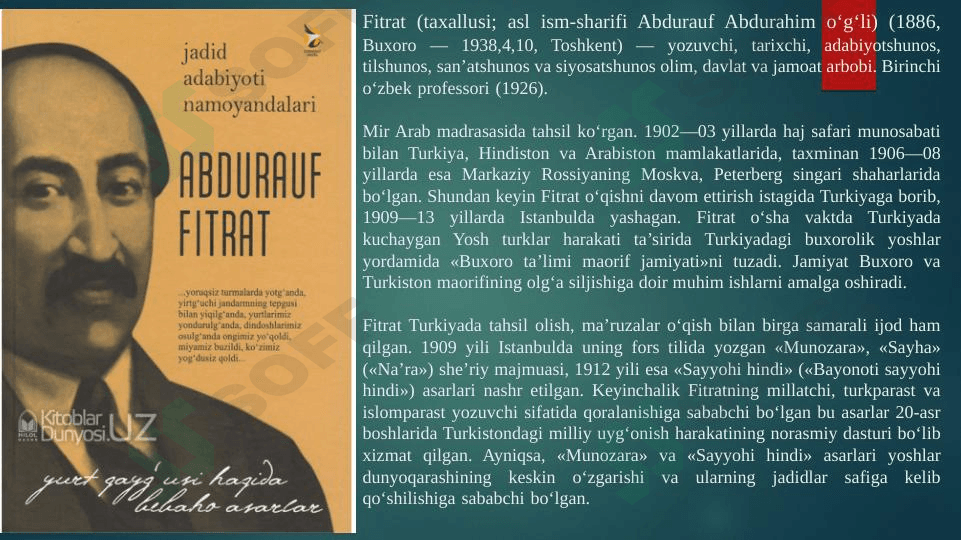 ABDURAUF FITRAT hayoti va ijodi