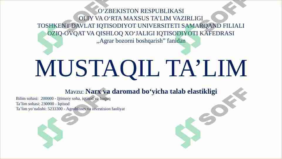 Narx va daromad bo'yicha talab elastikligi
