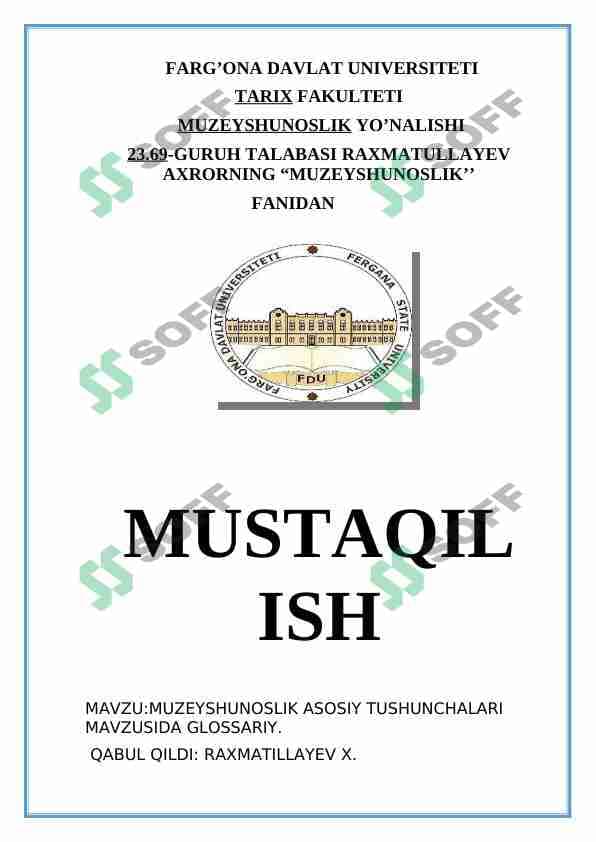 Muzeyshunoslik fani bo'yicha glossariy