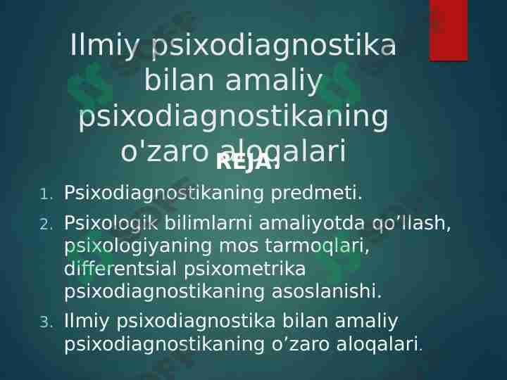 Ilmiy psixodiagnostika bilan amaliy psixodiagnostikaning o'zaro aloqalari