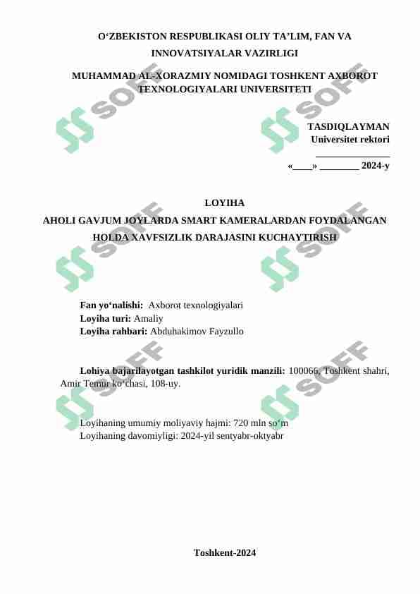 Aholi gavjum joylarda smart kameralardan foydalangan holda xavfsizlik darajasini kuchaytirish