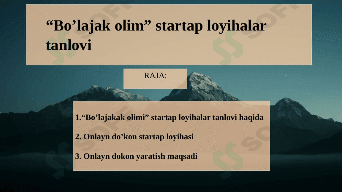 bo'lajak olim start up loyihasi