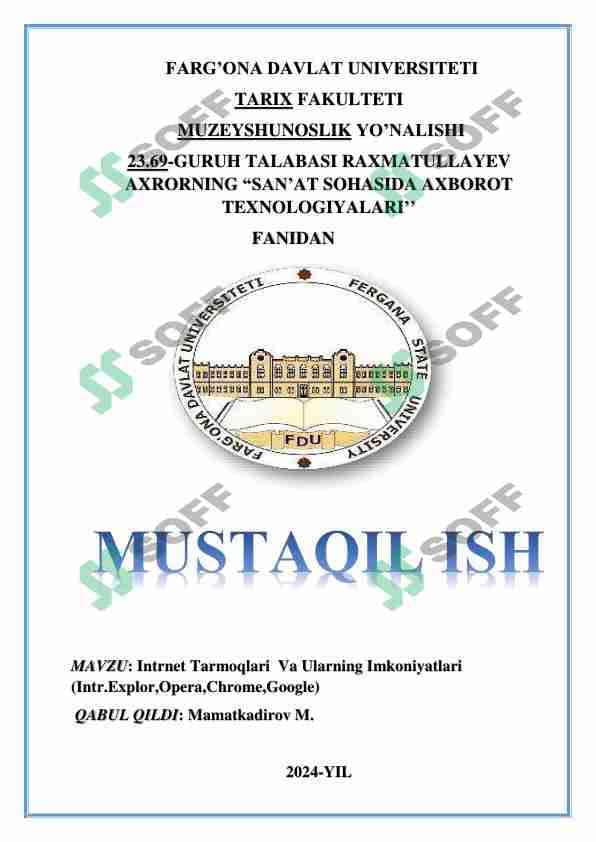 Intrnet tarmoqlari va ulardan foydalanish