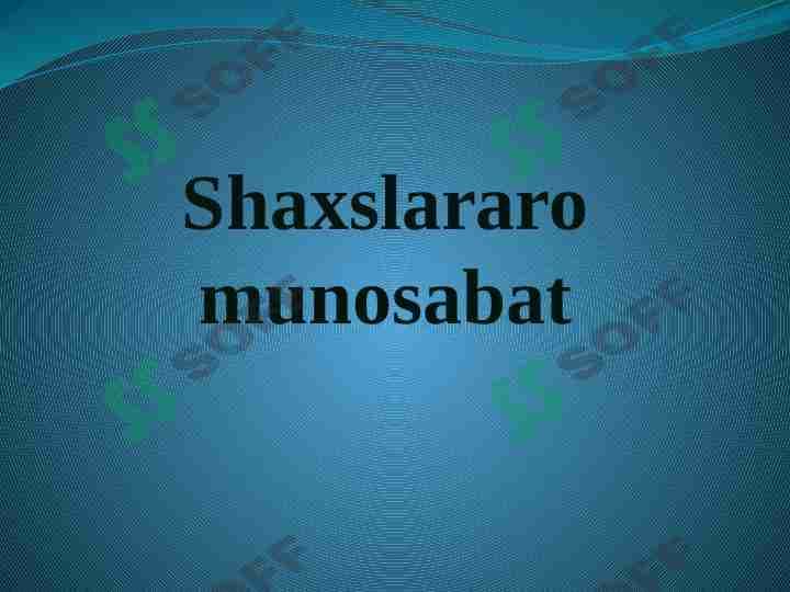 Shaxslararo munosabat