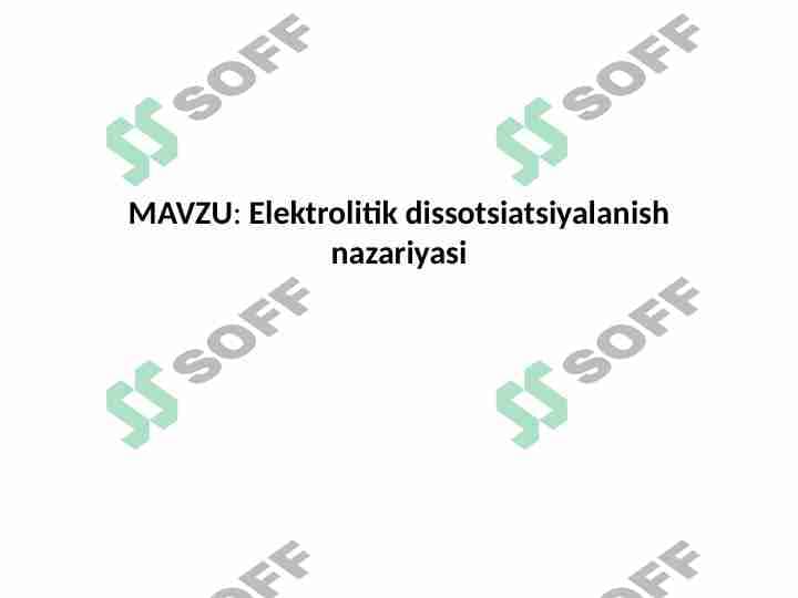 Elektrolitik dissotsiatsiyalanish nazariyasi