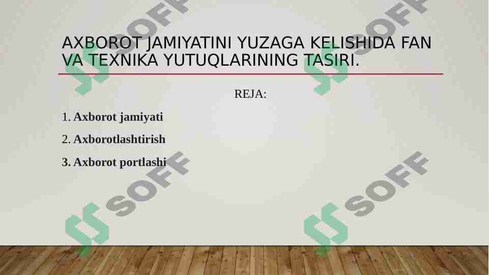 Axborot jamiyatini yuzaga kelishida fan va texnika yutuqlarining tasiri.